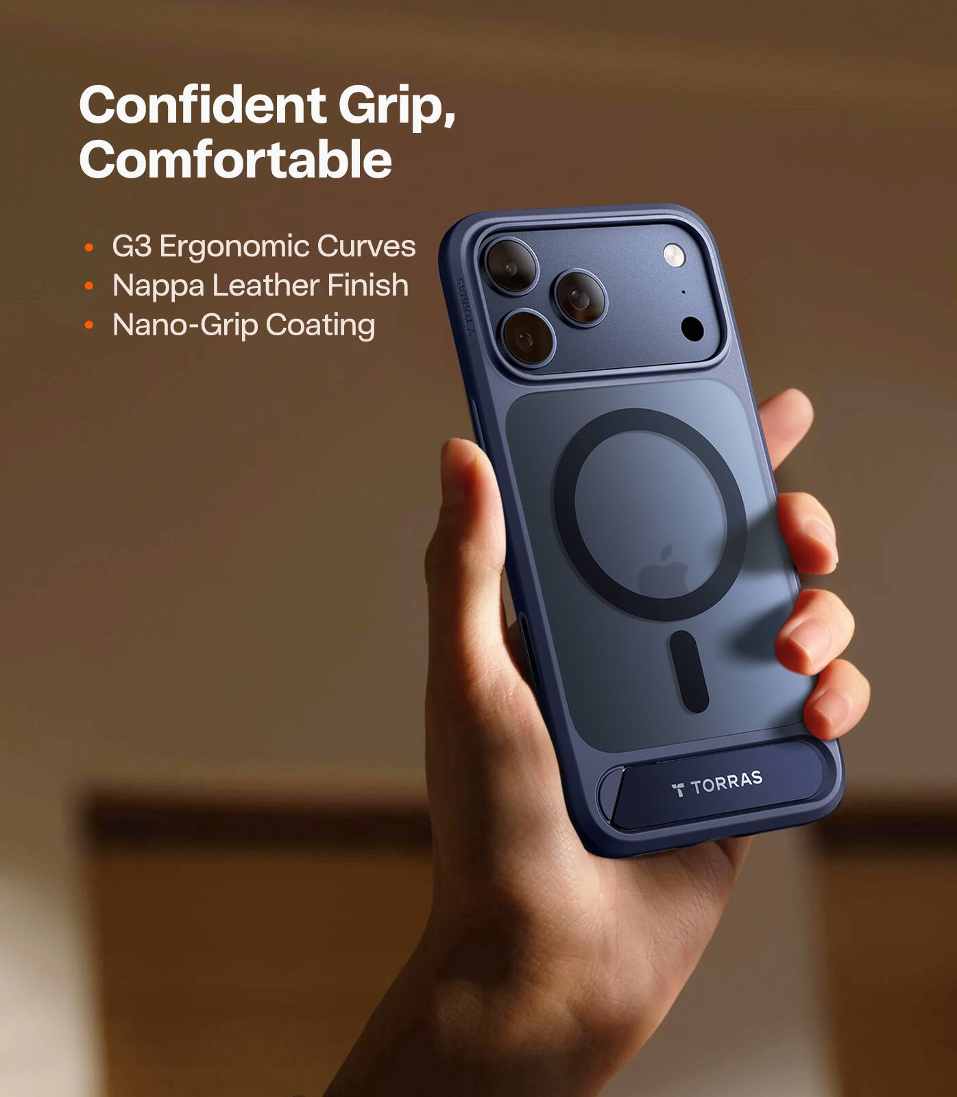 Confident Grip, Comfortable

- G3 Ergonomic Curves
- Nappa Leather Finish
- Nano-Grip Coating

CO 1 T TORRAS