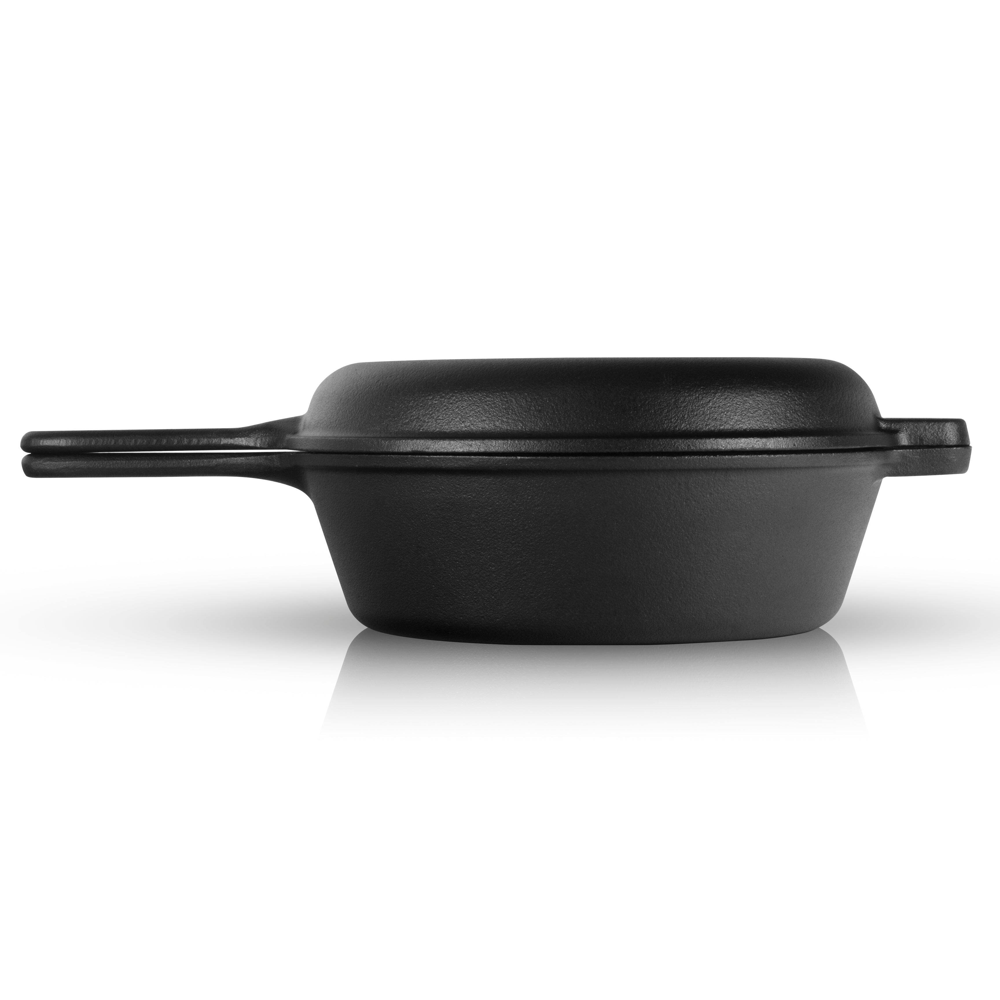 Angle. Commercial Chef - COMMERCIAL CHEF 3 Quart Dutch Oven with Skillet Lid - Black.