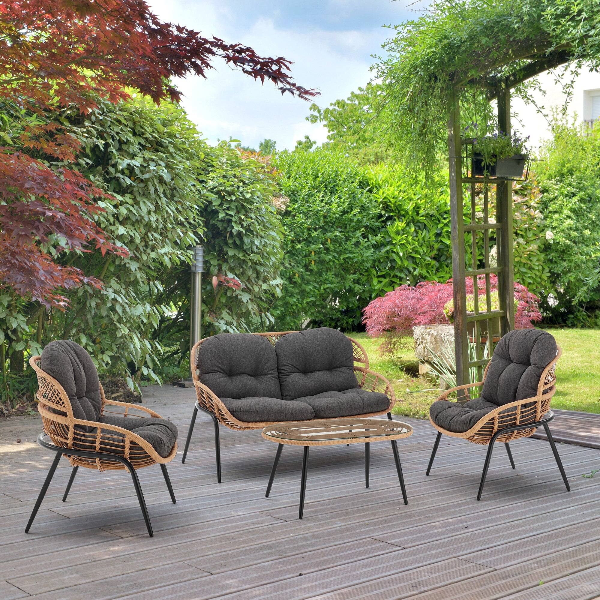Angle. Manhattan Comfort - Pine Modern 4-Piece Patio Conversation Set - Gray.