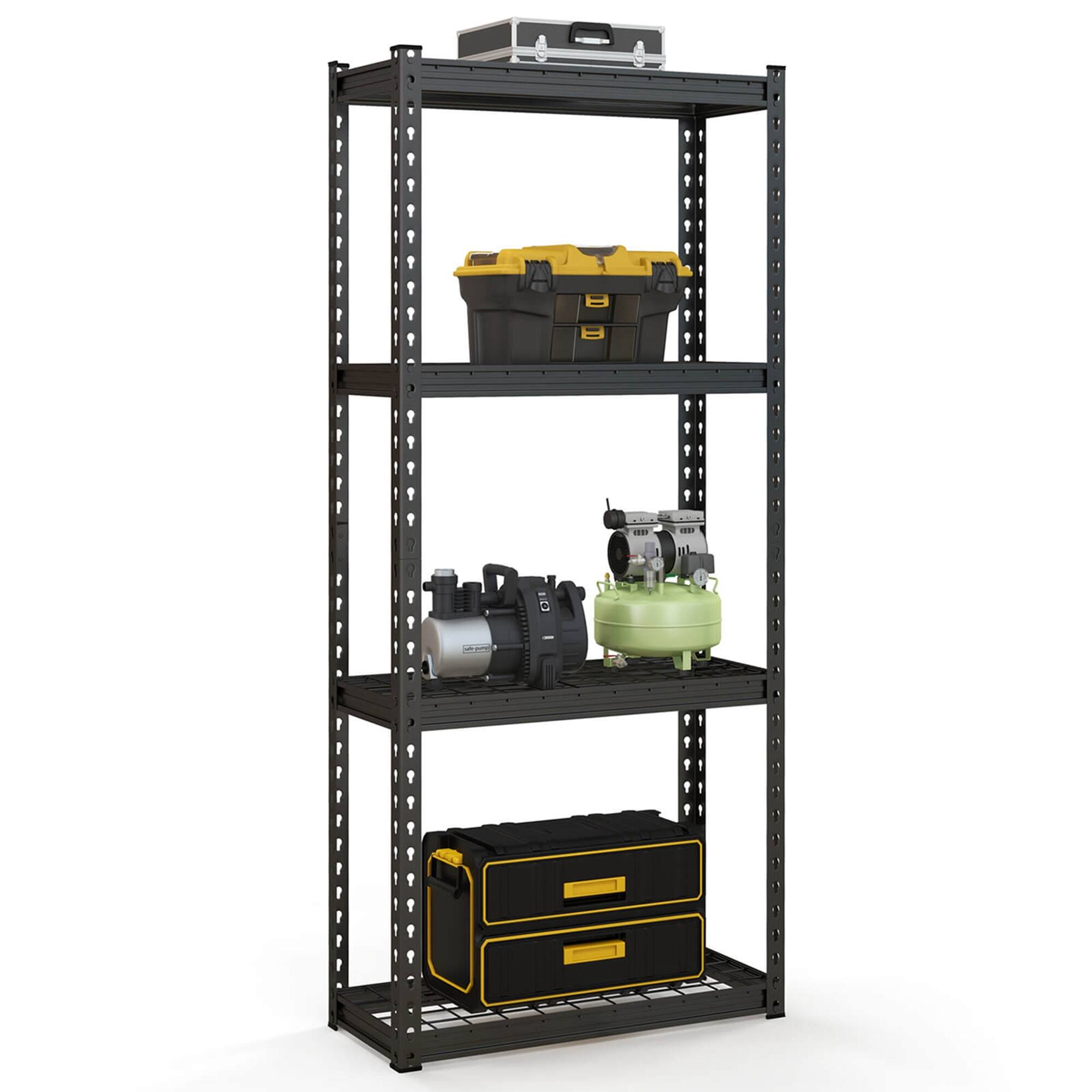 Alt View 9. Costway - Costway 4 PCS 4-Tier Metal Shelving Unit Heavy Duty Wire Storage Rack with Anti-slip Foot Pads - Black.