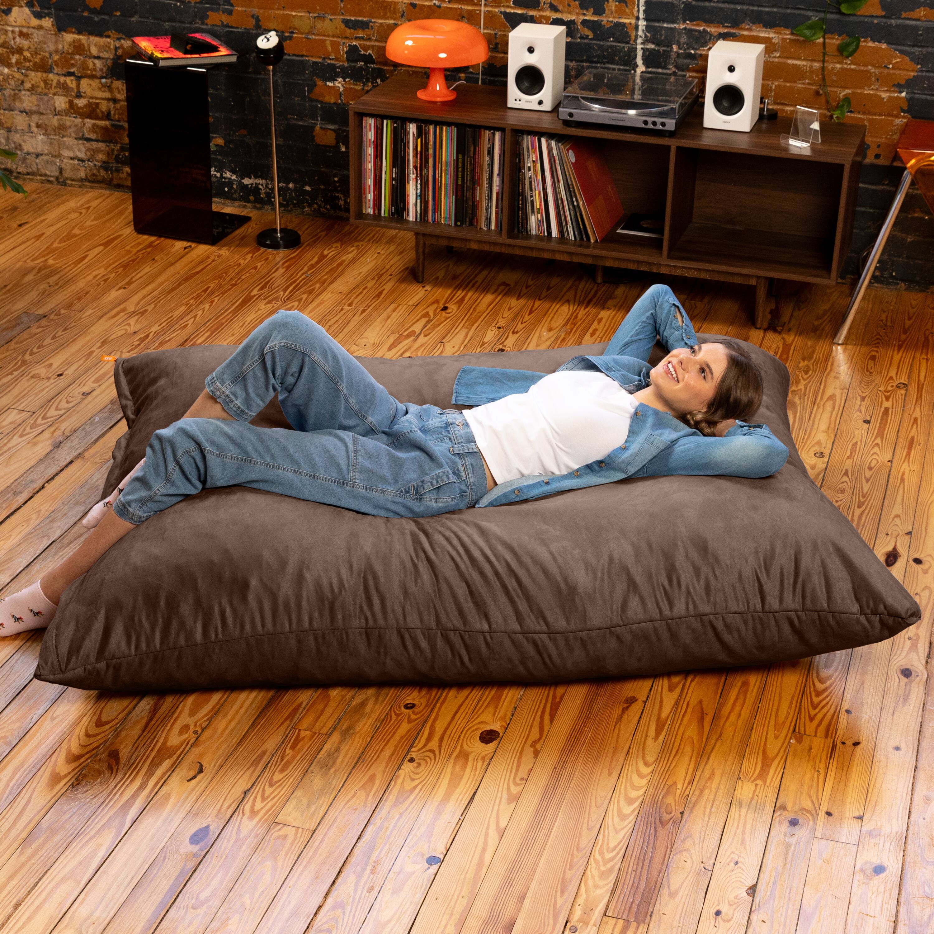 Alt View 1. Jaxx - Jaxx Pillow Saxx 5.5-Foot - Huge Bean Bag Floor Pillow and Lounger, Chocolate - Chocolate.