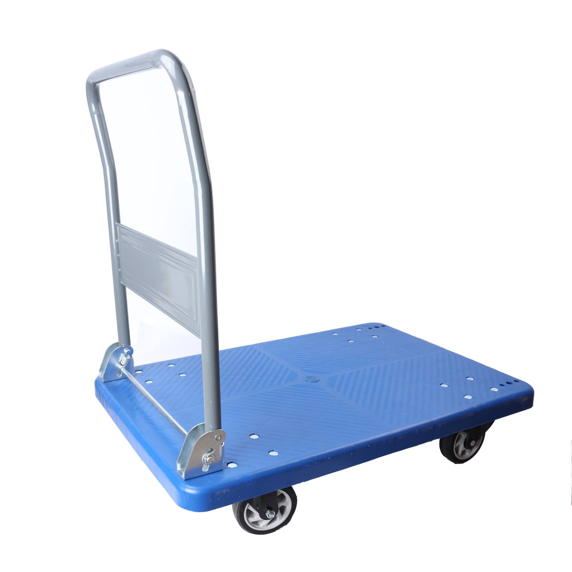 Back. ELEMENT ACE - Heavy Duty Foldable Platform Cart with Swivel Handle and PU Wheels for Efficient Moving and Hauling - Blue.