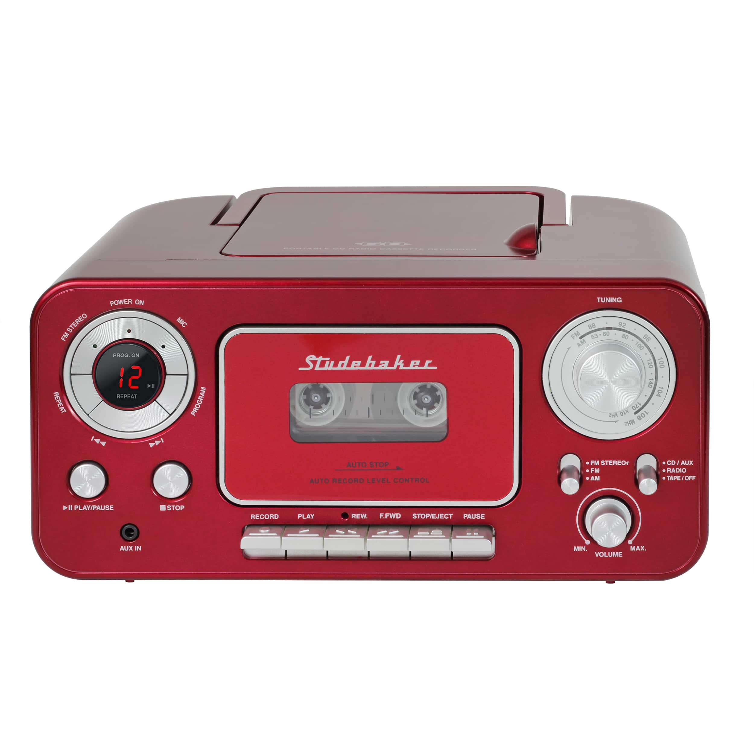 Front. Studebaker - CD-RW/CD-R Boombox with AM/FM Radio - Red.
