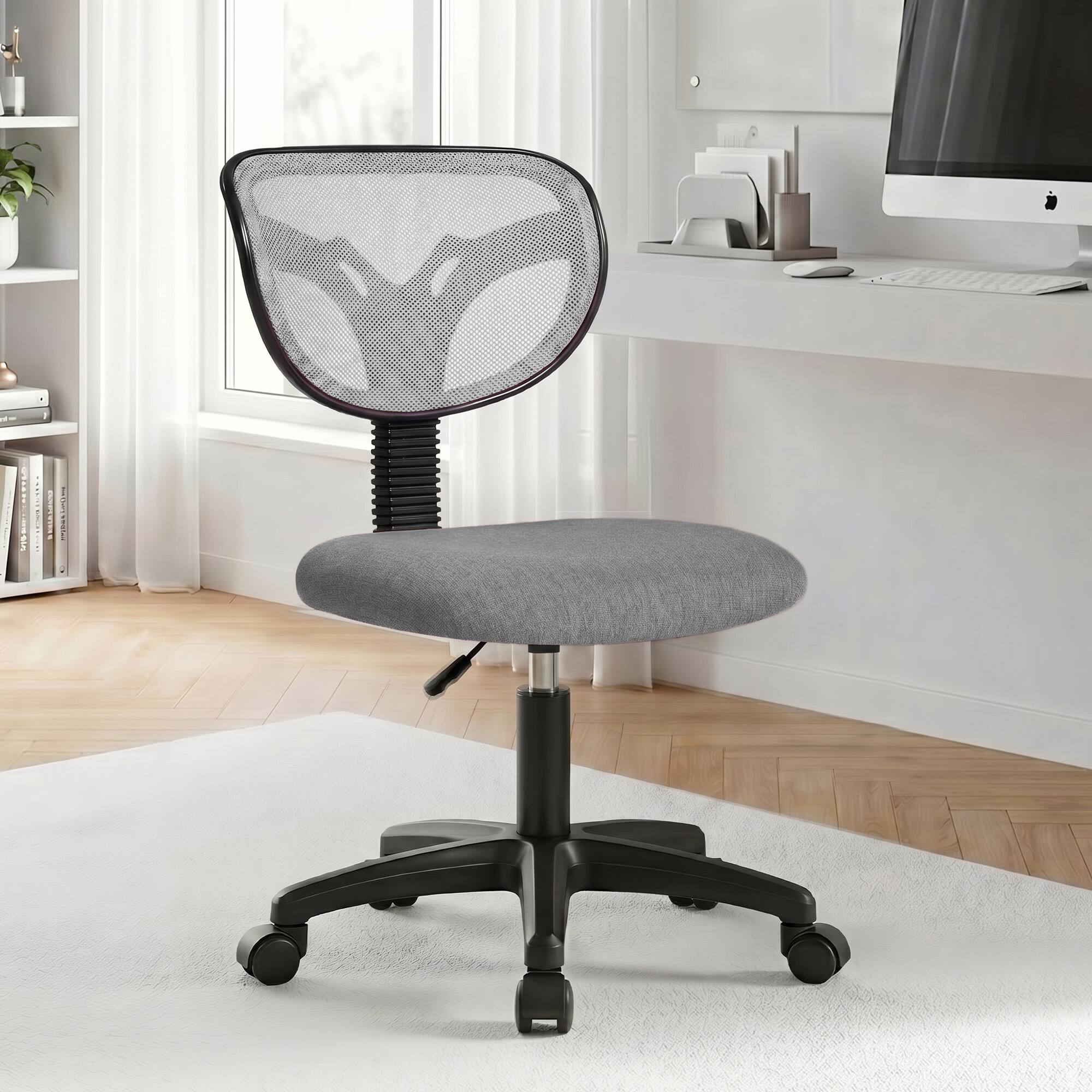 Alt View 2. Celtoss - Small Desk Chair, Armless Home Office Chair with Padded Seat, Swivel Ergonomic Computer Chair with Adjustable Height - Gray.