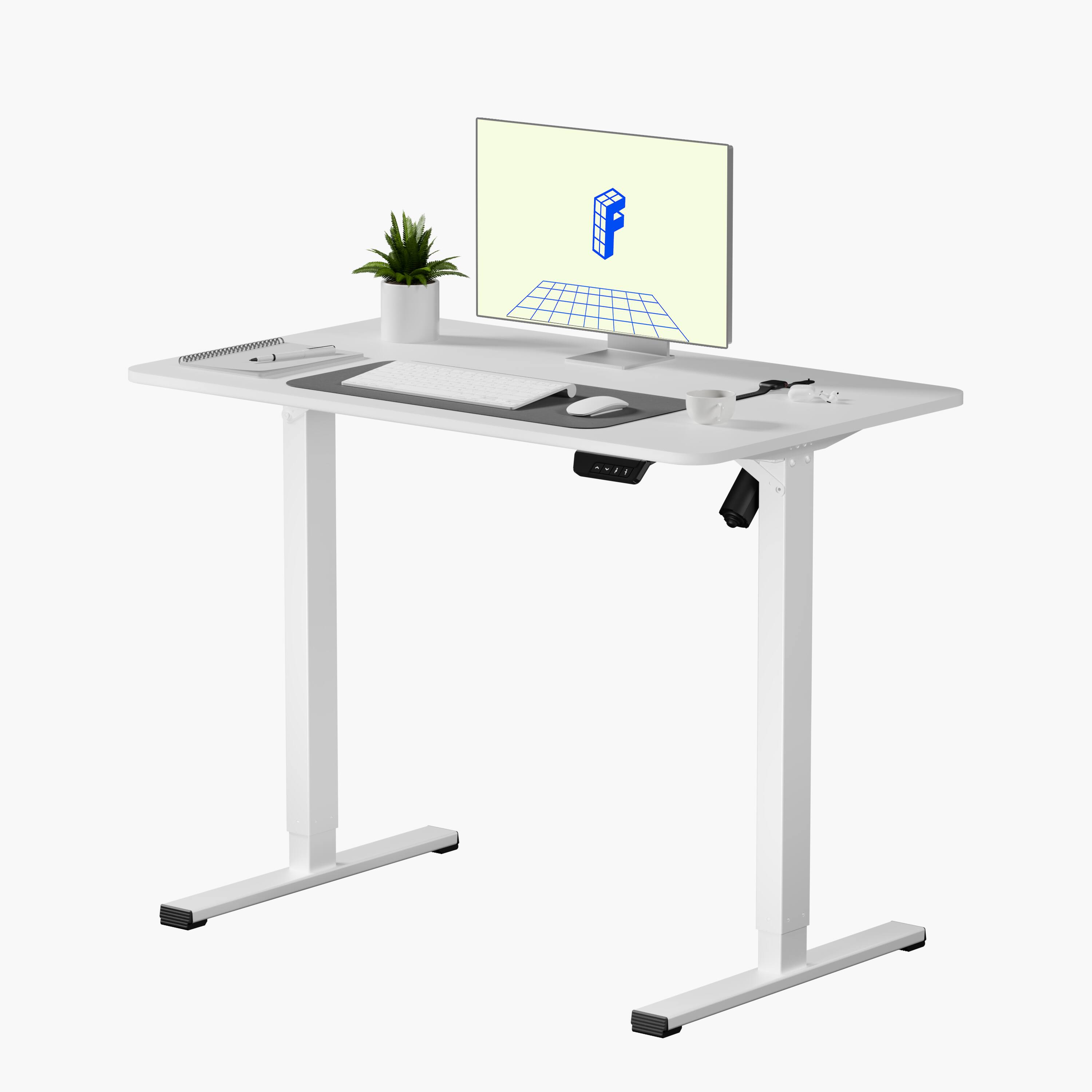Alt View 3. FlexiSpot - EC2 Series 40" x 24" Electric Height-Adjustable Standing Desk - White.