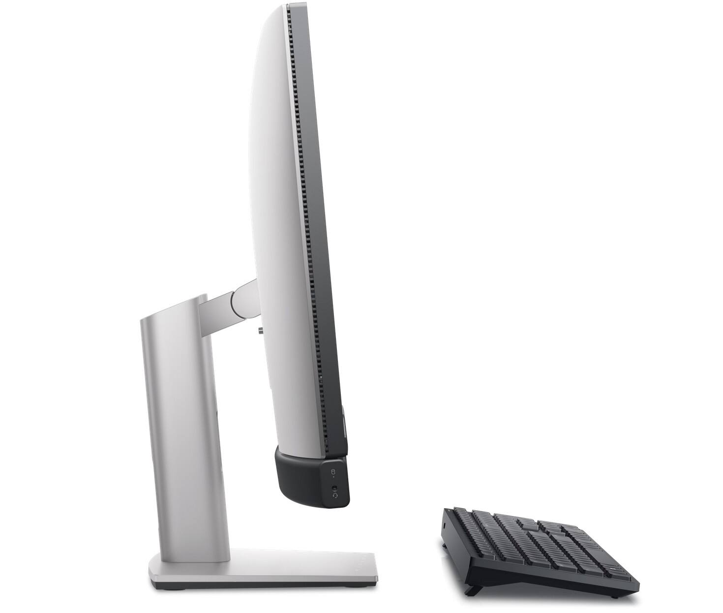 Angle. Dell - 24" FHD All in One Optiplex 7420 Desktop PC- Intel Core i5-14th - 16GB RAM - 256GB NVMe SSD - Win 11 Pro - Webcam - HDMI - Silver.