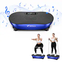 MERACH - Vibration Plate for Lymphatic Drainage Weight Loss Muscle Activation LED Touch Screen Bluetooth Plate Vibration - Black-Blue