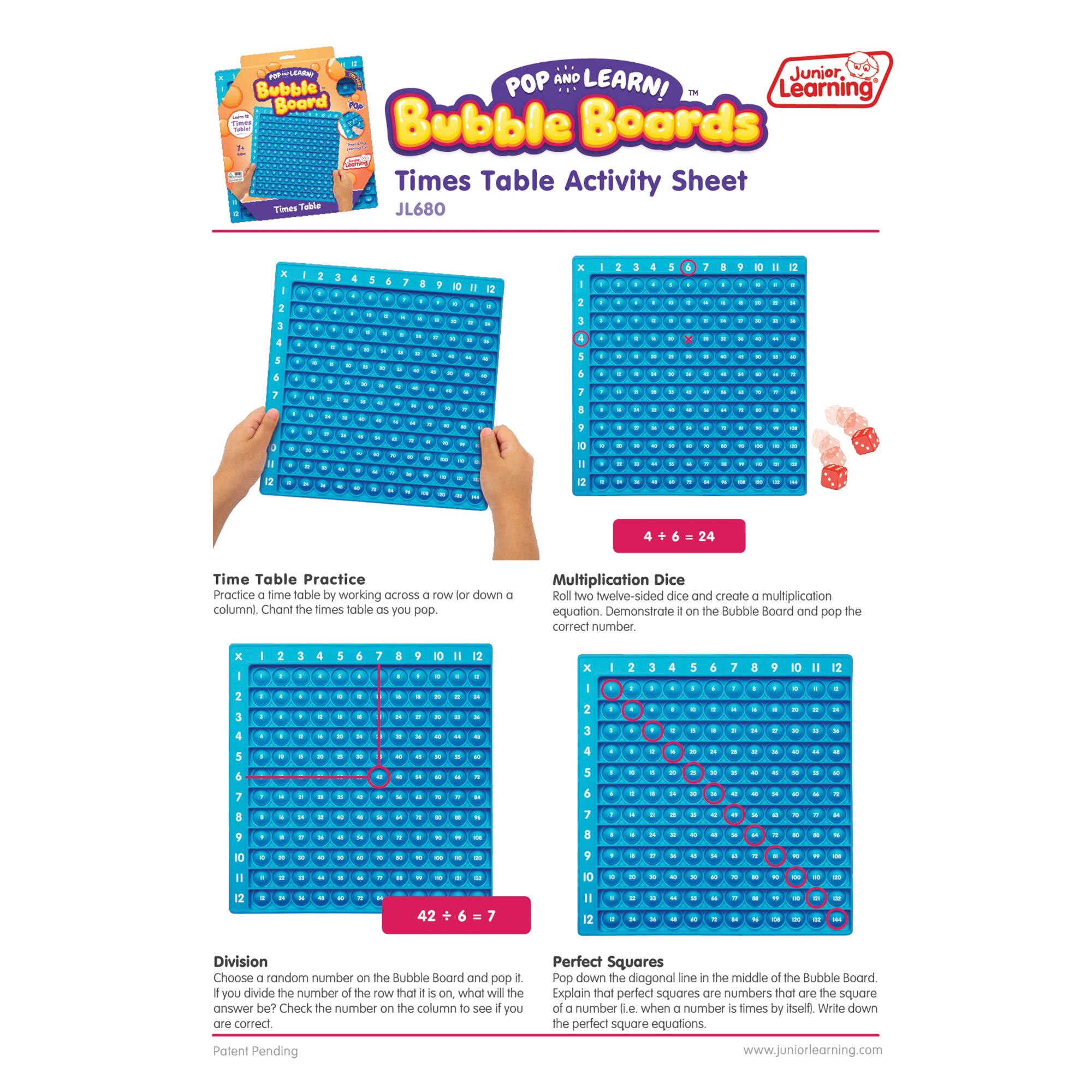 Junior Learning Pop & Learn: Bubble Board Times Table - Best Buy