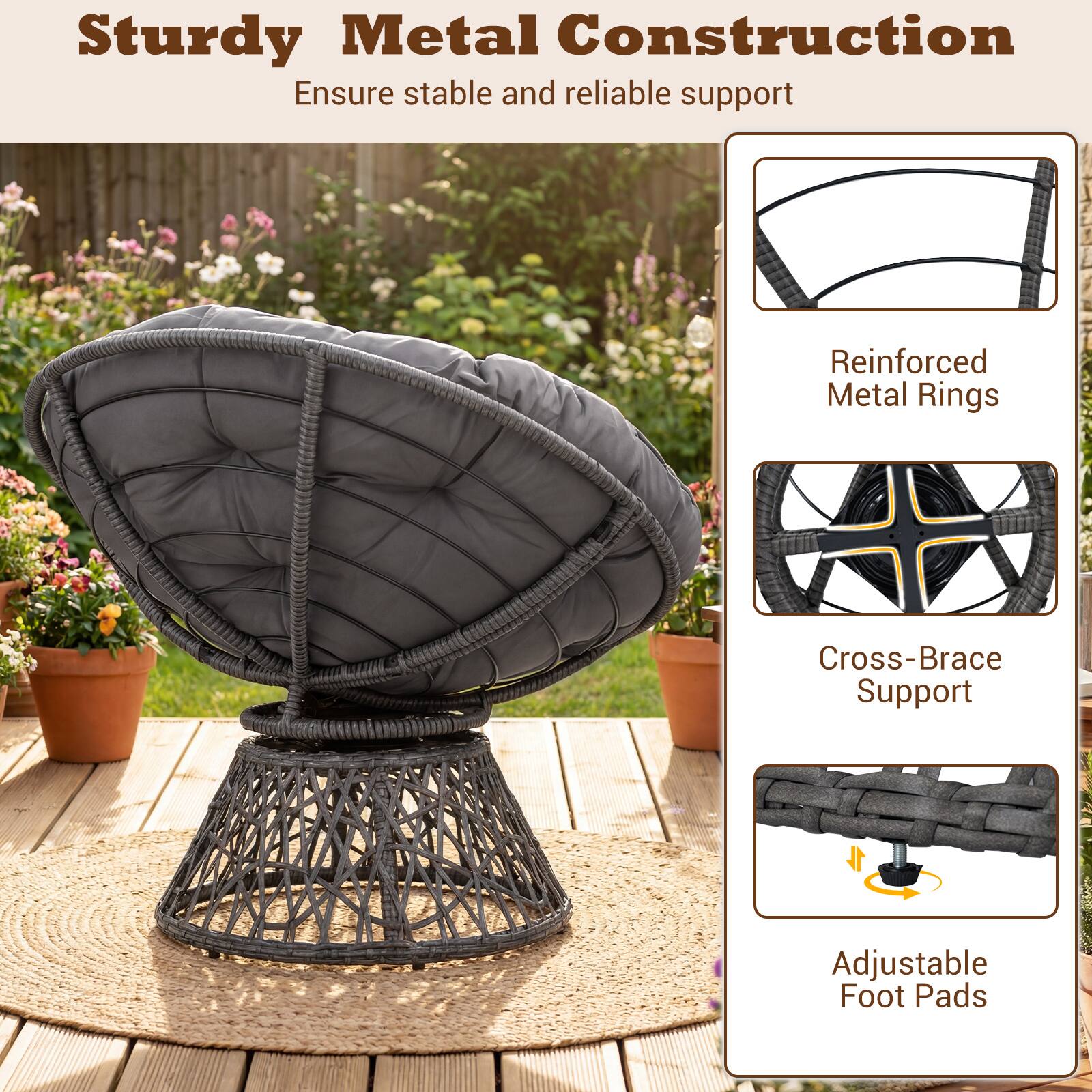 Sturdy Metal Construction  
Ensure stable and reliable support  

Reinforced Metal Rings  
Cross-Brace Support  
Adjustable Foot Pads