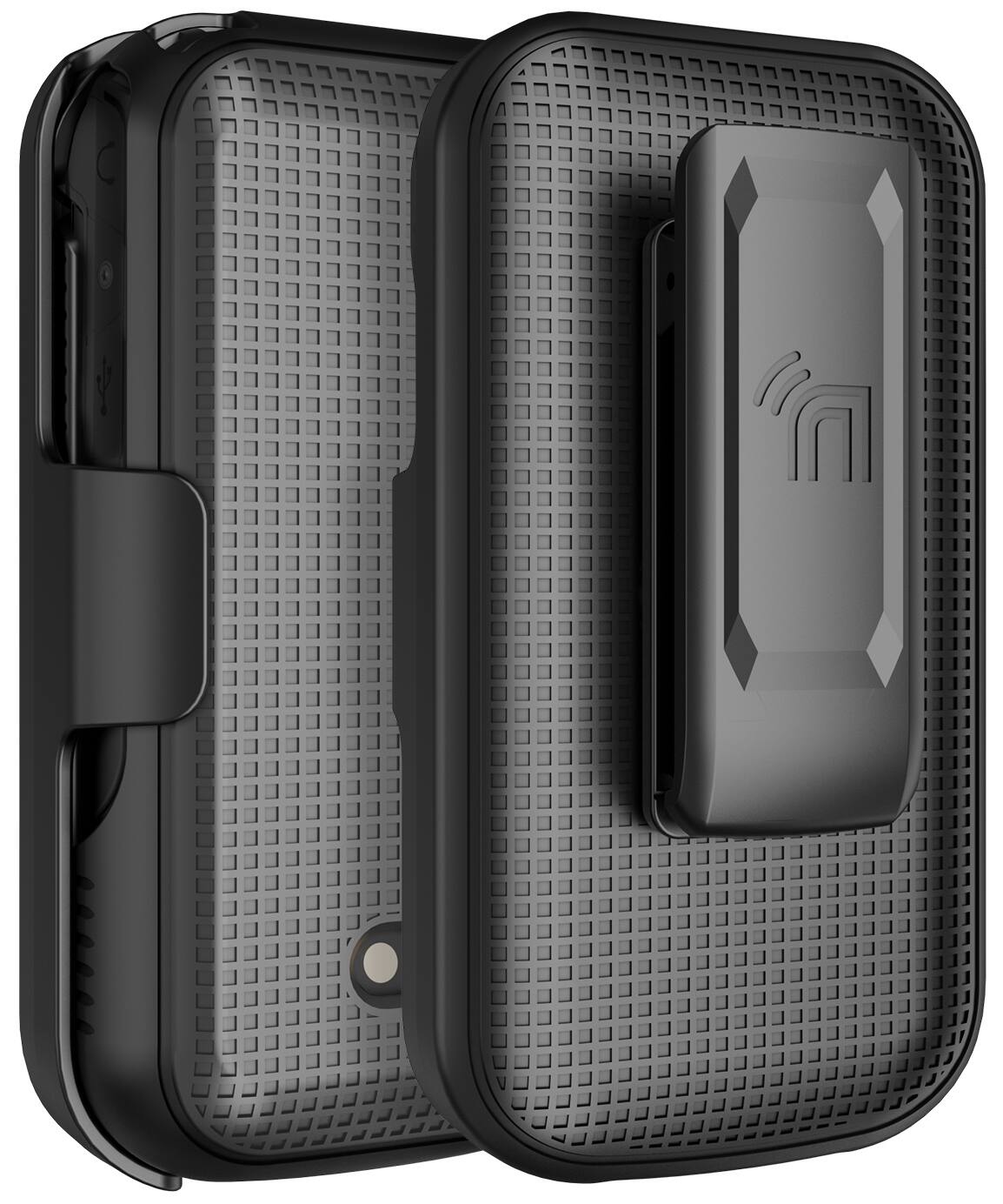 Front. Nakedcellphone - Combo for Sonim XP3plus 5G Flip Phone (2025, X320) - Hard Case and Belt Clip Holster - Black.