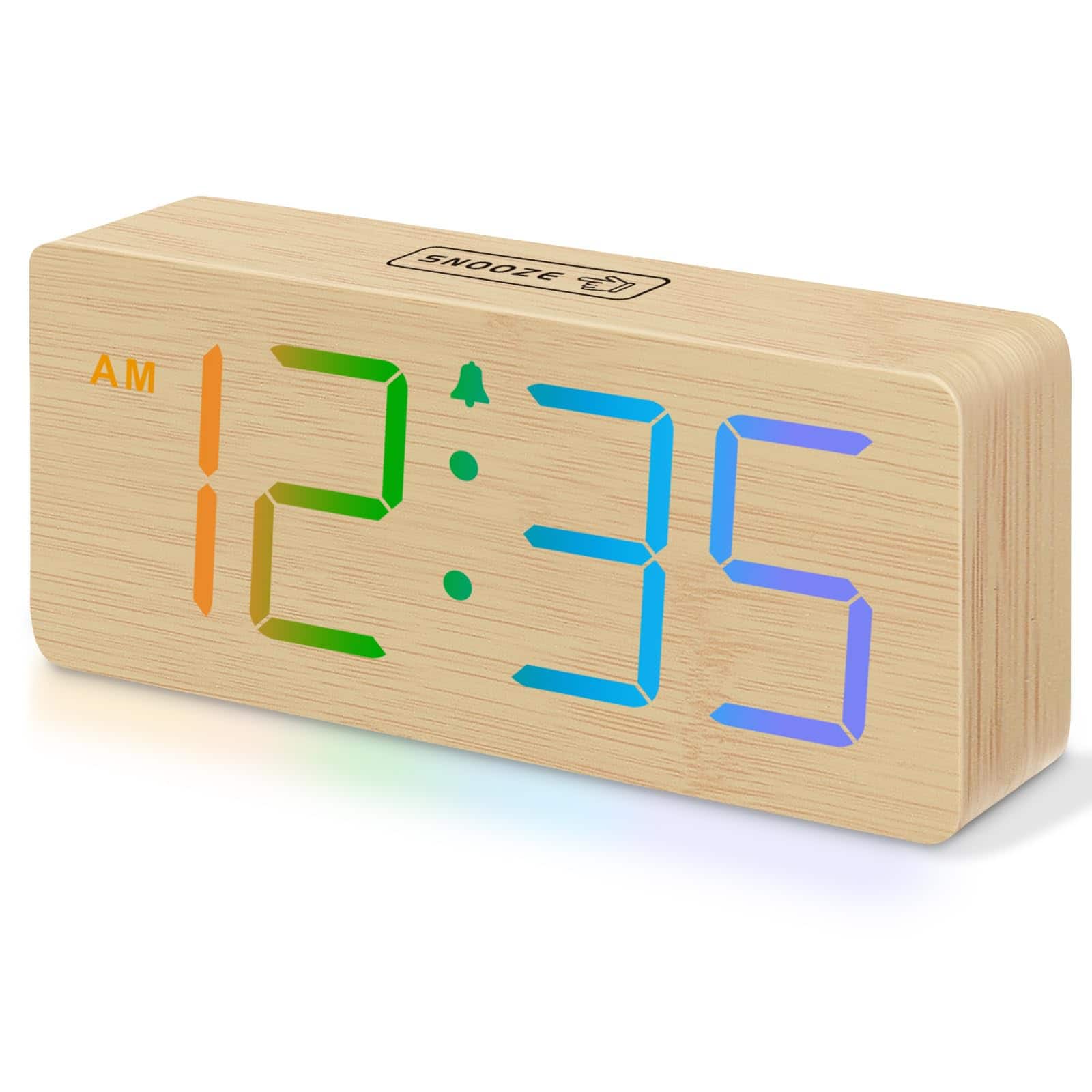 Dazzed Corner - Wooden Digital Alarm Clock, RGB Desk Clock - Wood