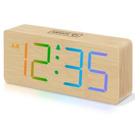 Dazzed Corner - Wooden Digital Alarm Clock, RGB Desk Clock - Wood
