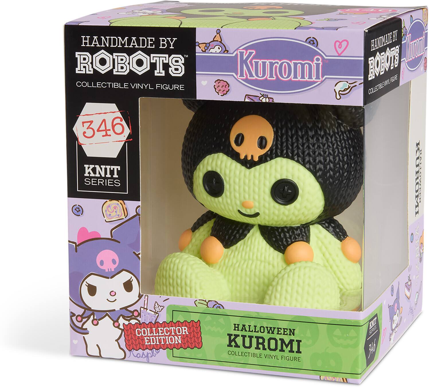 HANDMADE BY ROBOTS  
COLLECTIBLE VINYL FIGURE  

346  
KNIT SERIES  

Kuromi  
HALLOWEEN KUROMI  
COLLECTOR EDITION  

COLLECTIBLE VINYL FIGURE
