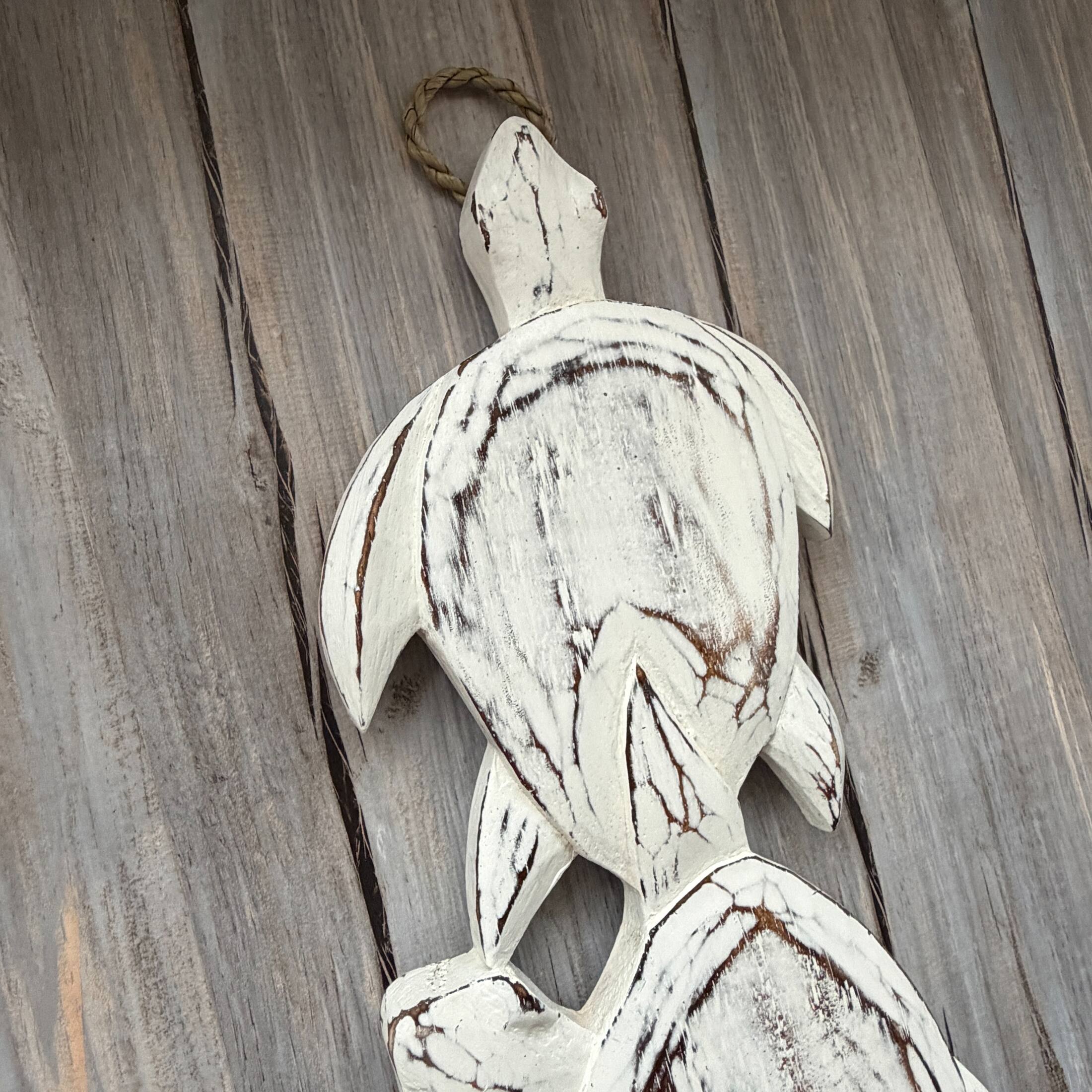 Alt View 7. Chesapeake Bay - Three Turtle Wood Wall Hanging Distressed White 24 Inch Coastal Nautical Decor - White.