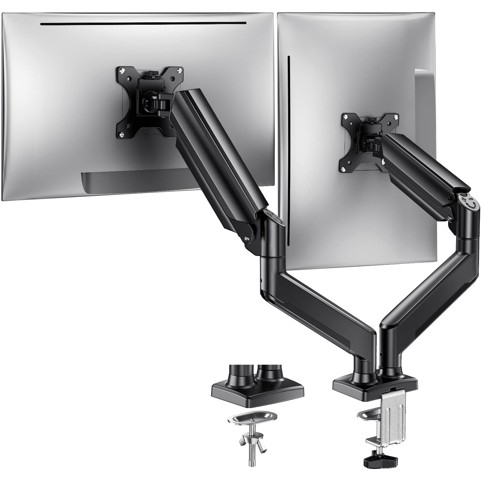 HUANUO - Dual Monitor Desk Mount with Gas Spring Arms - Black