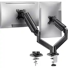 Front. HUANUO - Dual Monitor Desk Mount with Gas Spring Arms - Black.