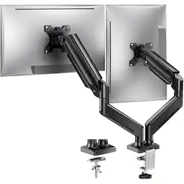 HUANUO - Dual Monitor Desk Mount with Gas Spring Arms - Black