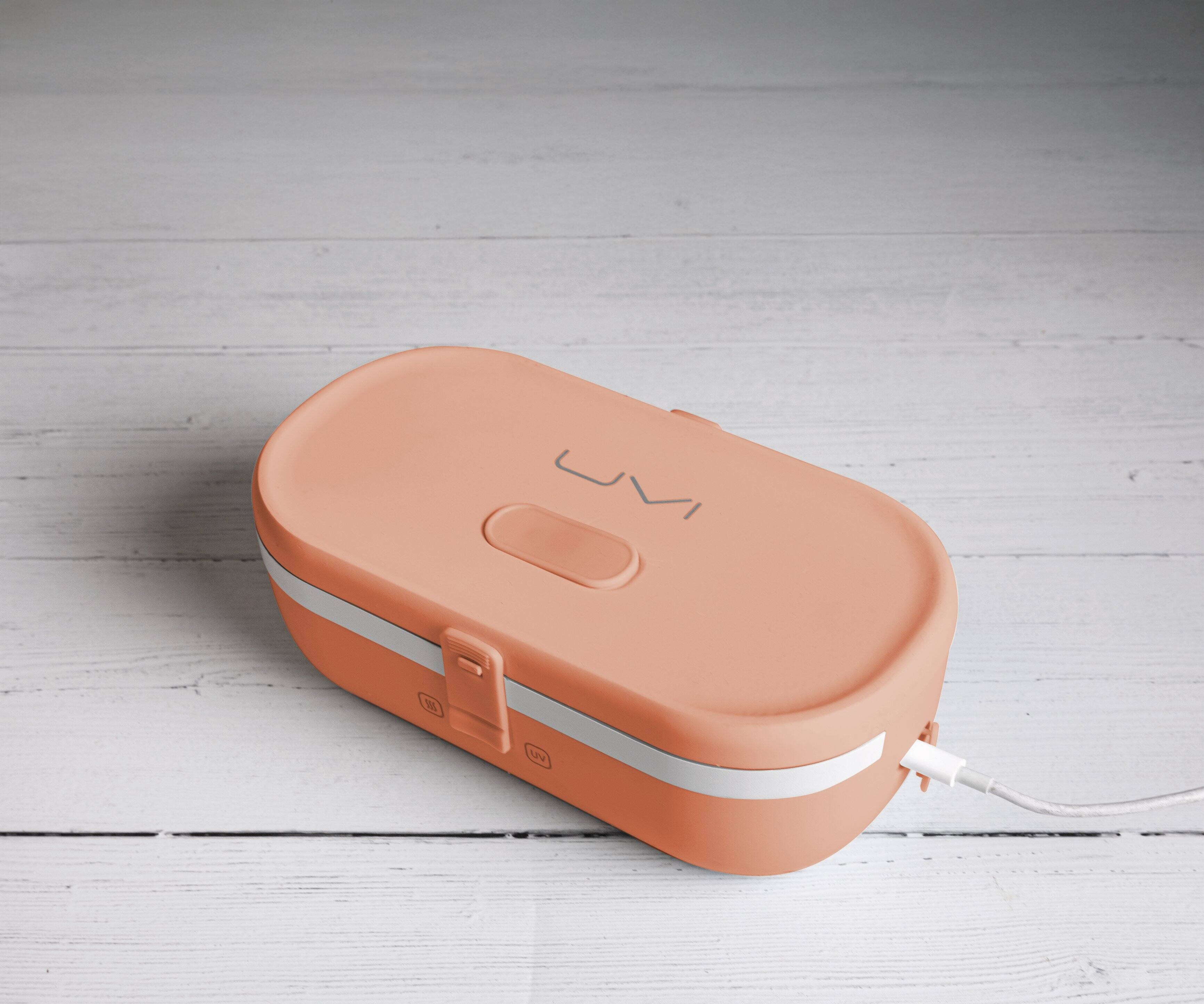 Back. UVI - UVI Plus Lunchbox – Portable Self-Heating Lunch Box with UV Sanitizer & USB-C Charging - Salmon.