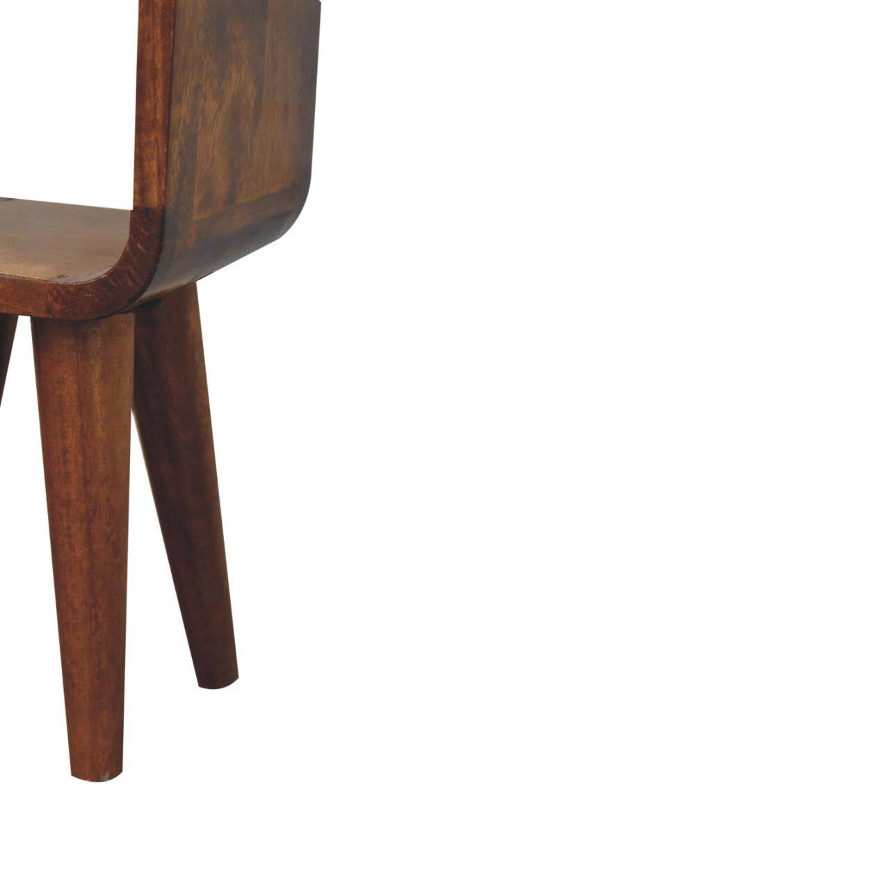 Alt View 4. Artisan Furniture - Artisan Furniture Solid Wood, Extra Mini Minimalist Curved Chestnut Bedside, OpenSlot, Nordic Legs, Dark Brown - Chestnut.