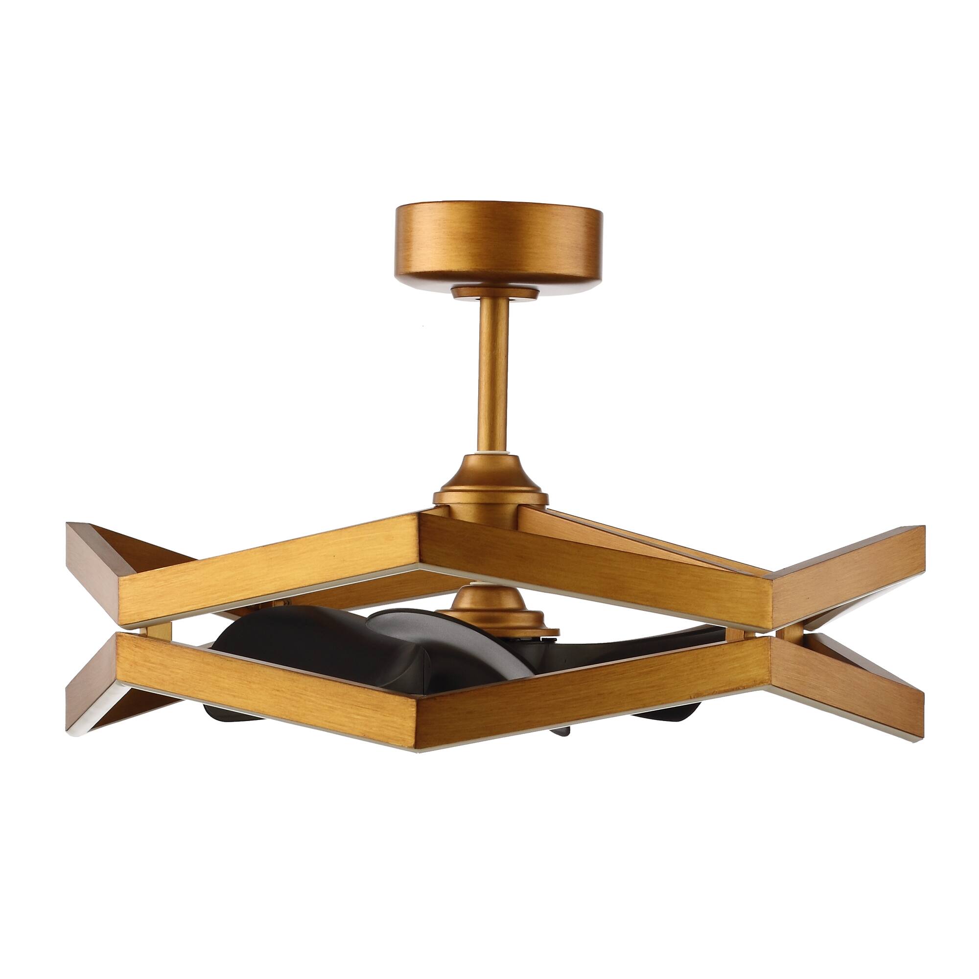 Alt View 8. Parrot Uncle - 30"Industrial Balck Antique Brass Irregular LED Fandelier Ceiling Fan with 6 speeds Remote - Brass.