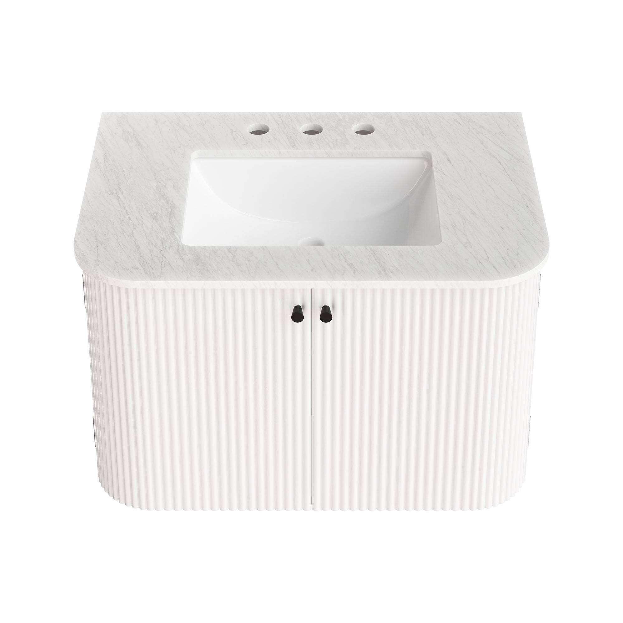 Alt View 5. Modway - Zia Wall-Mount Bathroom Vanity with Marble Sink by Modway - Ivory.