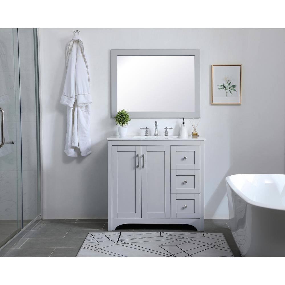 Alt View 3. Elegant Decor - Aqua rectangle vanity mirror 24 inch in Grey - Grey.