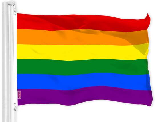 Front. G128 - LGBT Rainbow Pride Flag โ 3x5 ft 150D Polyester, Brass Grommets, Indoor/Outdoor. - Assorted Colors.