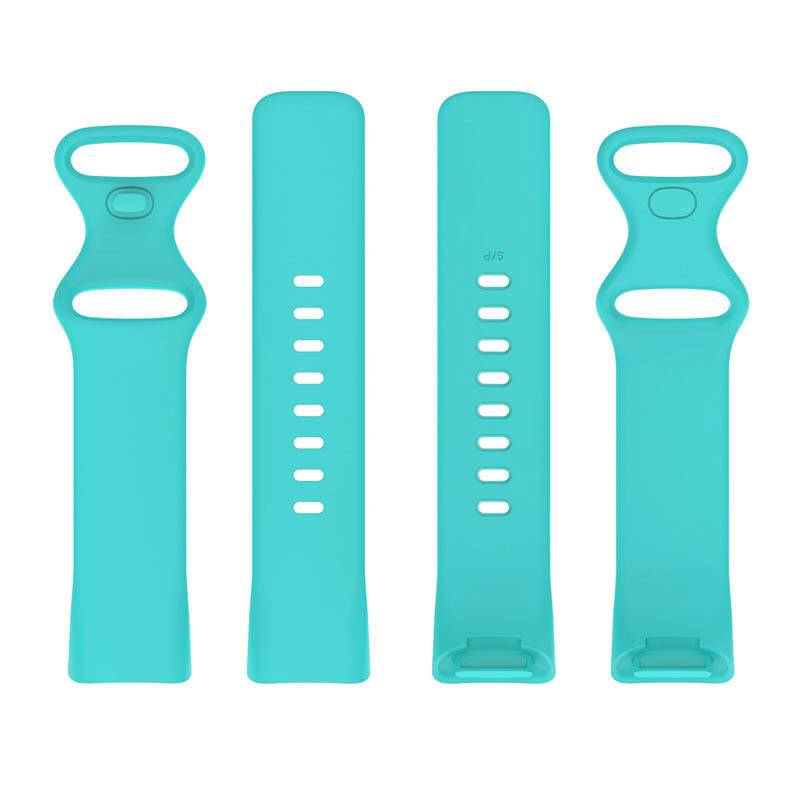 Left. StrapsCo - Active Band Silicone Rubber Watch Strap For Fitbit Charge 6 (Short-Medium) - Aqua.