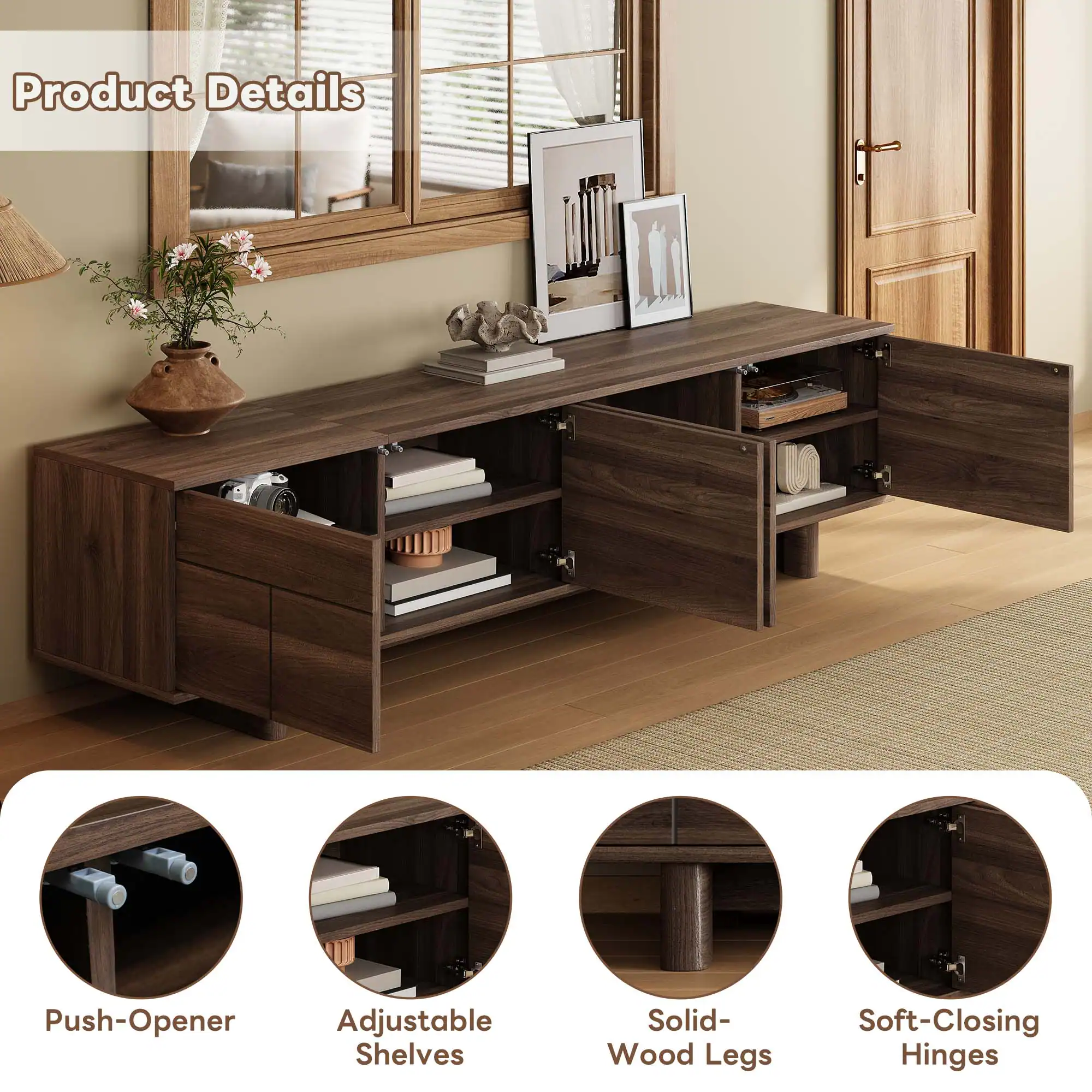 Product Details

- Push-Opener
- Adjustable Shelves
- Solid-Wood Legs
- Soft-Closing Hinges