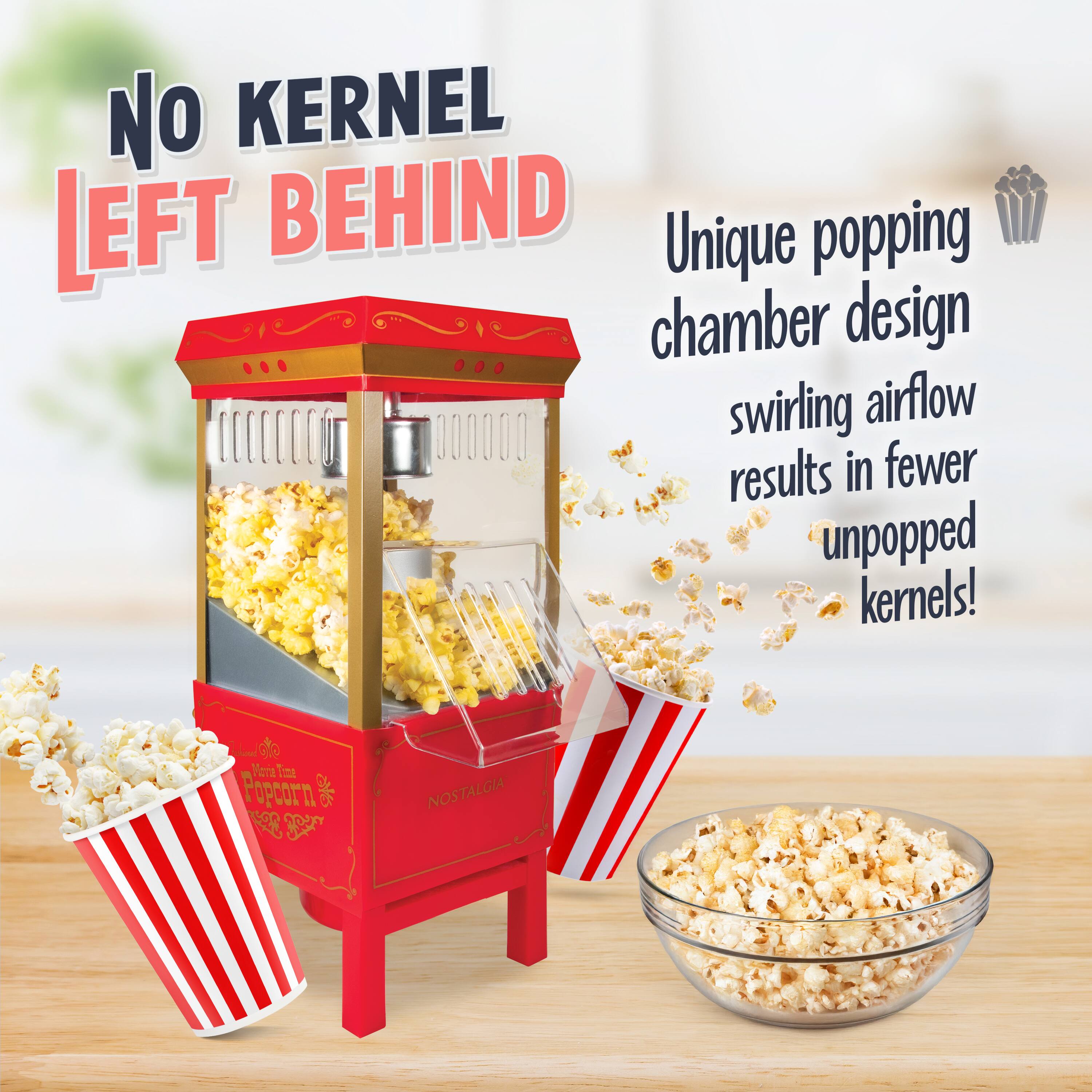 NO KERNEL LEFT BEHIND

Unique popping chamber design swirling airflow results in fewer unpopped kernels!

Aonel co Vera popcorn NOSTALGIA