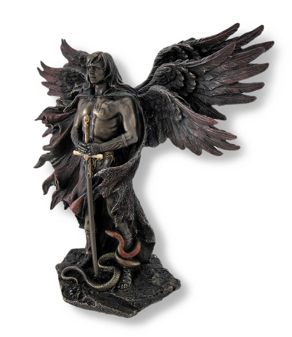 Alt View 1. Veronese Design - Bronzed Seraph Six-Winged Guardian Angel with Sword and Serpent - Bronze.