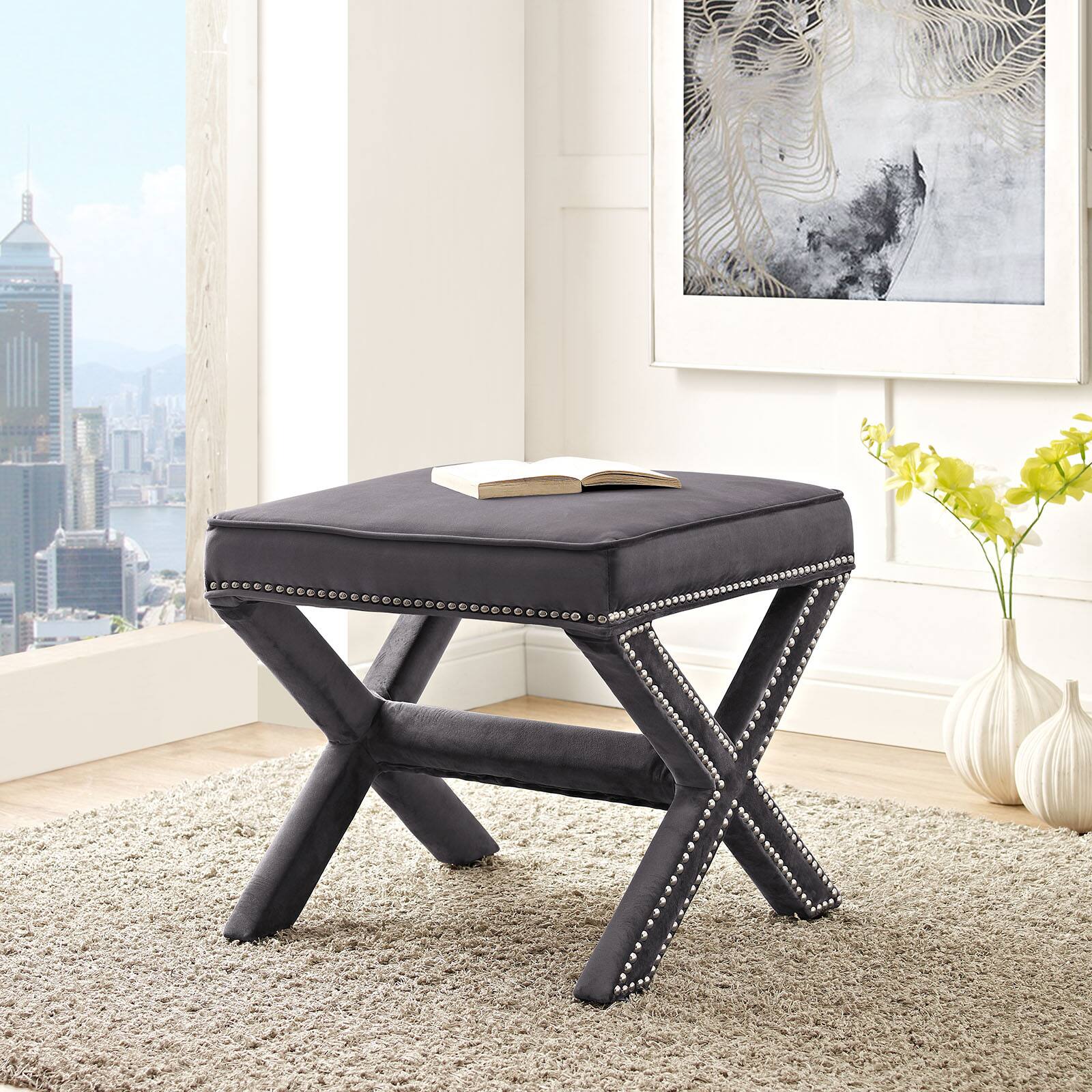 Front. Modway - Rivet Bench by Modway - EEI-2324-GRY.