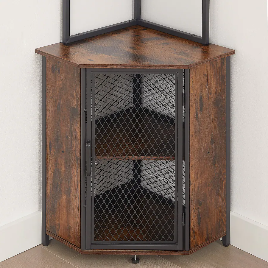 Vecelo Triangle Corner Shelf With Socket&Light, 4 Tier Corner Storage ...