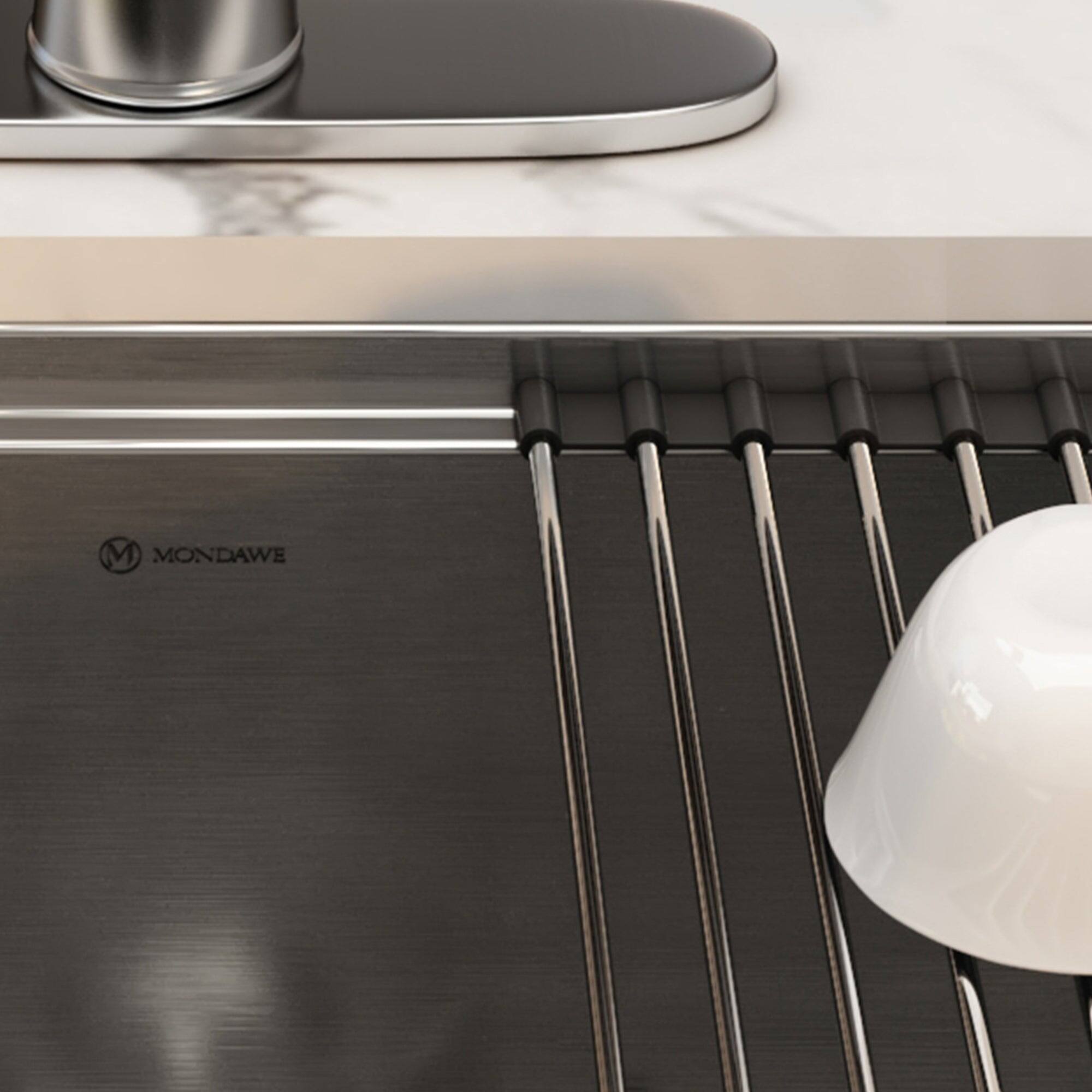 Alt View 10. Boyel Living - 32 in. Undermount Single Bowl 18-Gauge Stainless Steel Kitchen Sink with Cutting Board, Rolling Drying Rack, Colander - Silver.