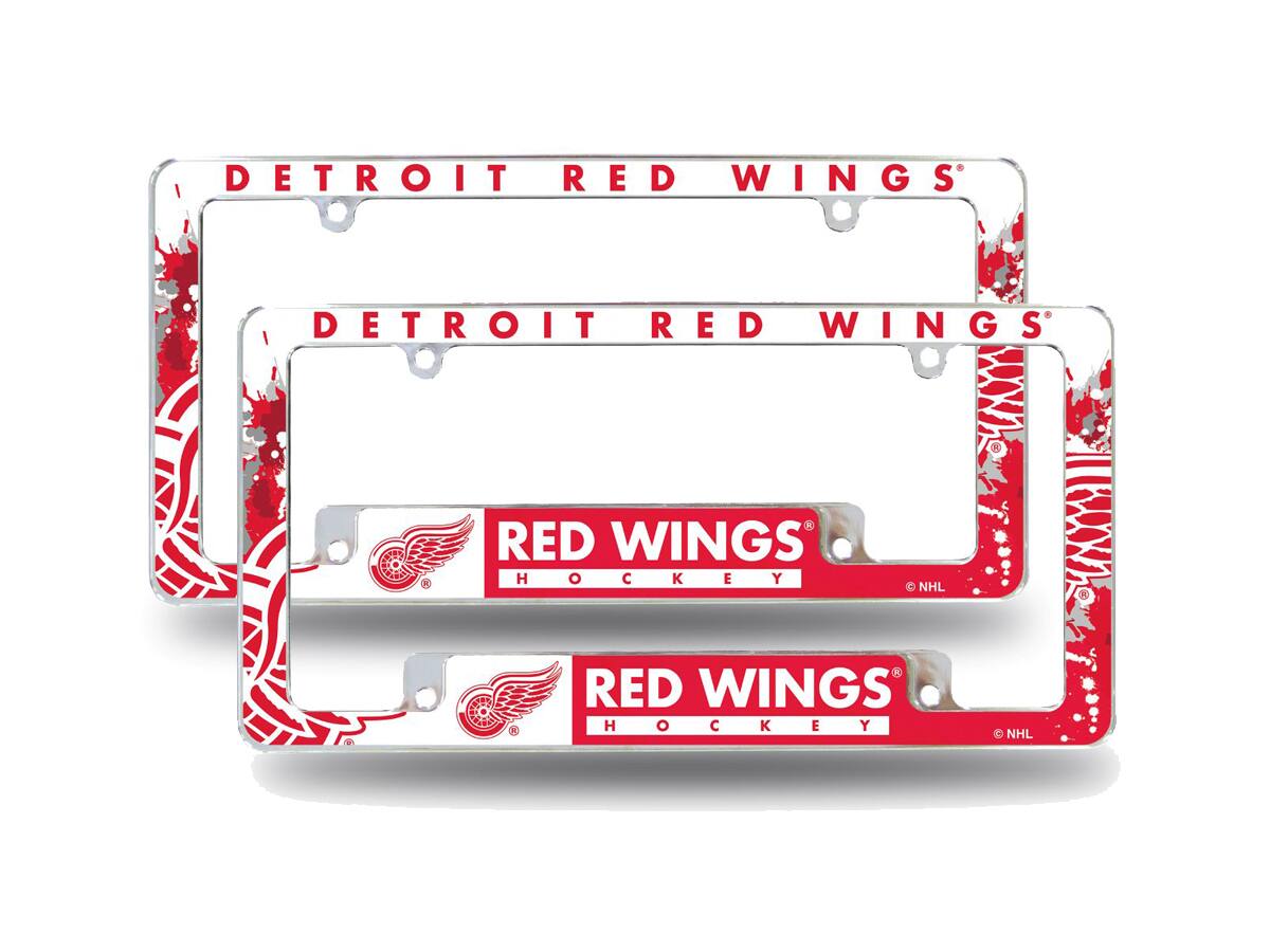 Detroit Red Wings NHL (Set of 2) Chrome Metal License Plate Frames with Bold Full Frame Design