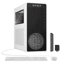 HP - Omen 16L Gaming Desktop, AMD Ryzen 7 8700F, NVIDIA GeForce RTX 5060 8GB, 32GB DDR5 RAM, 2TB Storage - White