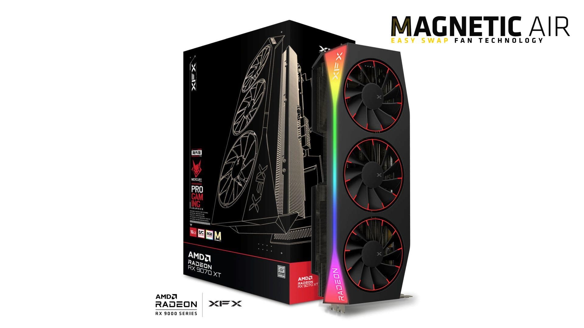 Magnetic Air Easy Swap Fan Technology X=IX x Mercuree In-Game Benefits Gam Pro X AMD Radeon RX 9070 XT AMD Radeon XFX RX 9000 Series AMD Radeon X HX 9070 Radeon X.