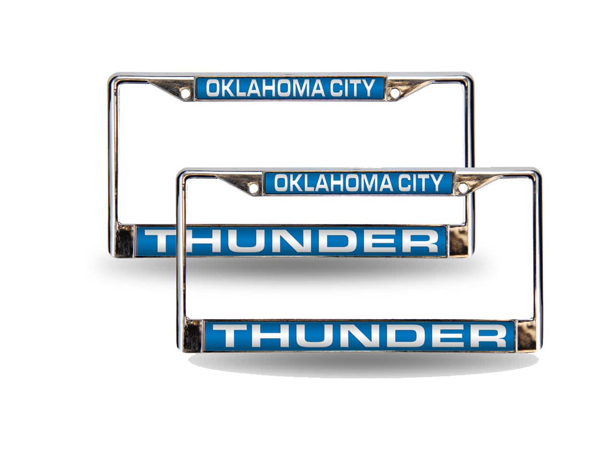 Rico Industries - Oklahoma City Thunder Chrome Metal Laser License Plate Frame - Set of 2 Frames - Multi