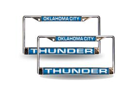 Rico Industries - Oklahoma City Thunder Chrome Metal Laser License Plate Frame - Set of 2 Frames - Multi