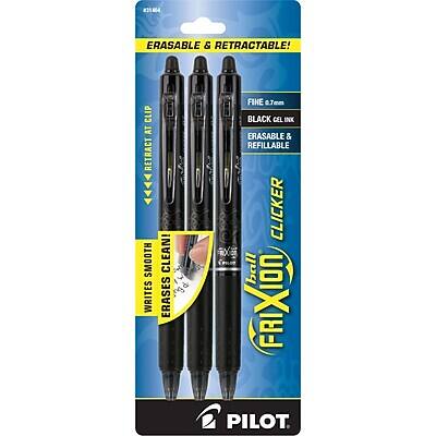 Pilot - FriXion Ball Clicker Erasable Gel Pens, Fine Point, 0.7mm, 3/Pack - Black Ink