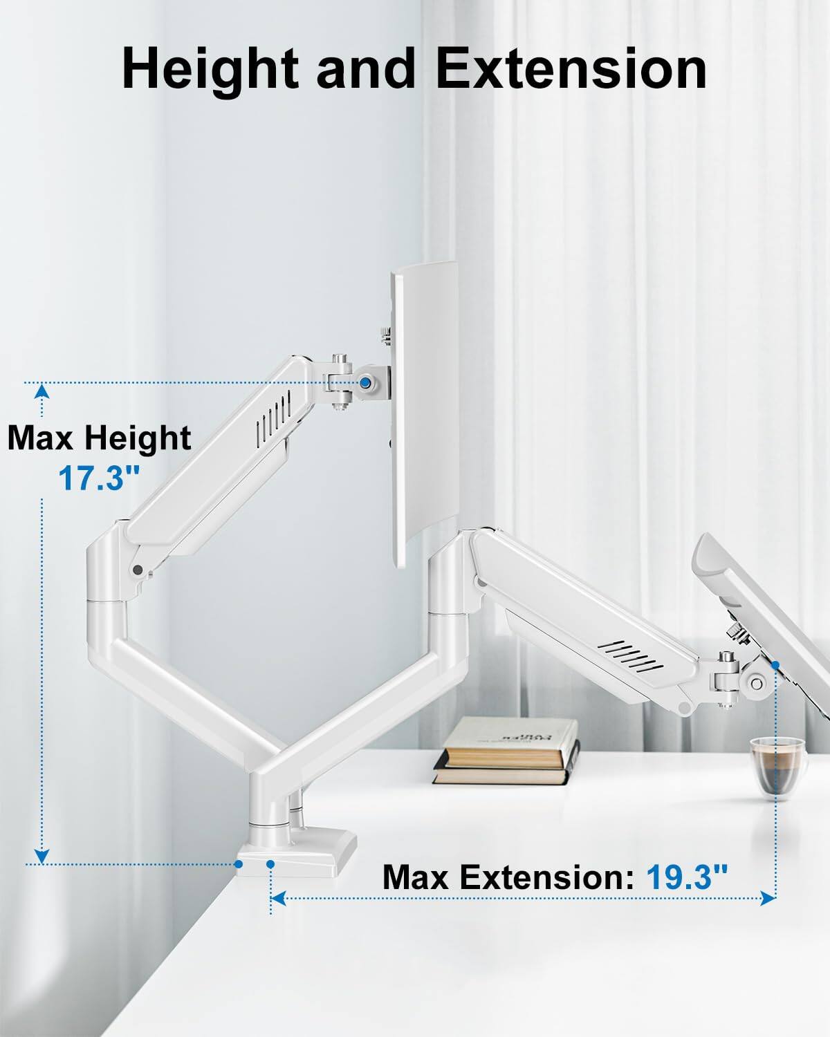 Height and Extension

Max Height: 17.3"

Max Extension: 19.3"