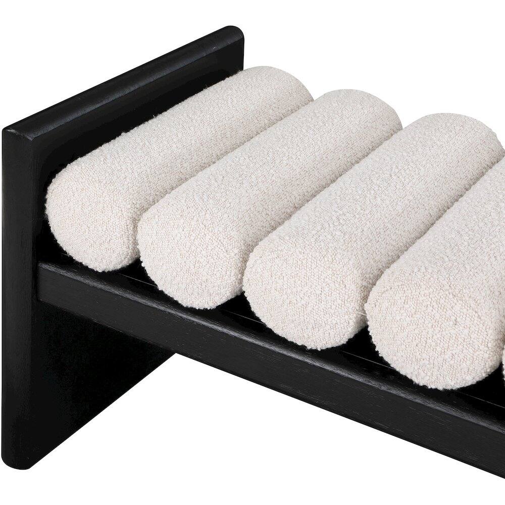 Alt View 4. Meridian Furniture - Waverly Cream Boucle Fabric Bench - Beige.