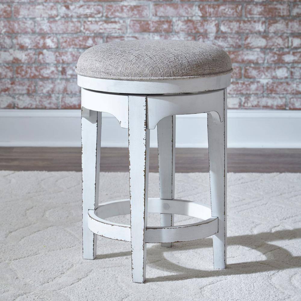 Alt View 1. Liberty Furniture Industries - Magnolia Manor Console Swivel Stool in Antique White - White.