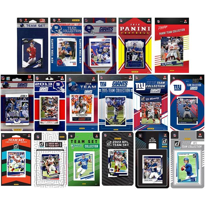 TEAM SET  
TEAM B COLLECTION  
GIANTS  
NEW YORK  
NEW YORK  
2016  
GIANTS  
PANINI Pro FOOTBALL  
TEAM COLLECTION  
PANINI  
2013  
TEAM COLLECTION  
GIANTS  
2014  
TEAM COLLECTION  
GIANTS  
2015  
TEAM COLLECTION  
GIANTS  
2016  
TEAM COLLECTION  
GIANTS  
2017  
TEAM COLLECTION  
GIANTS  
2023  
NFL TEAM SET  
2022  
NFL TEAM SET  
2025  
NFL TEAM SET