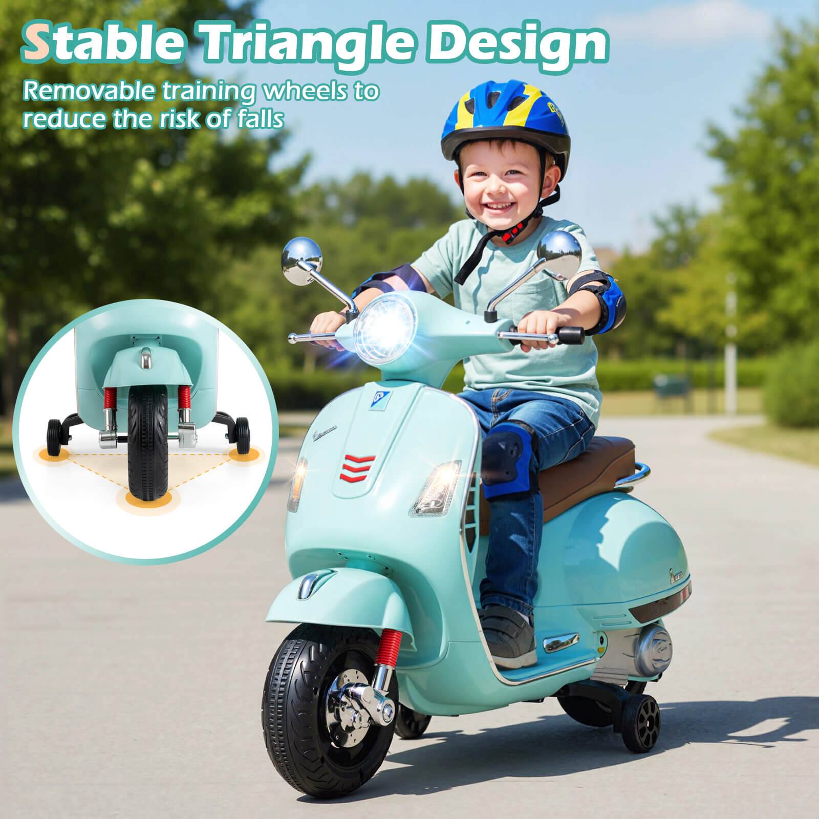 Stable Triangle Design  
Removable training wheels to reduce the risk of falls