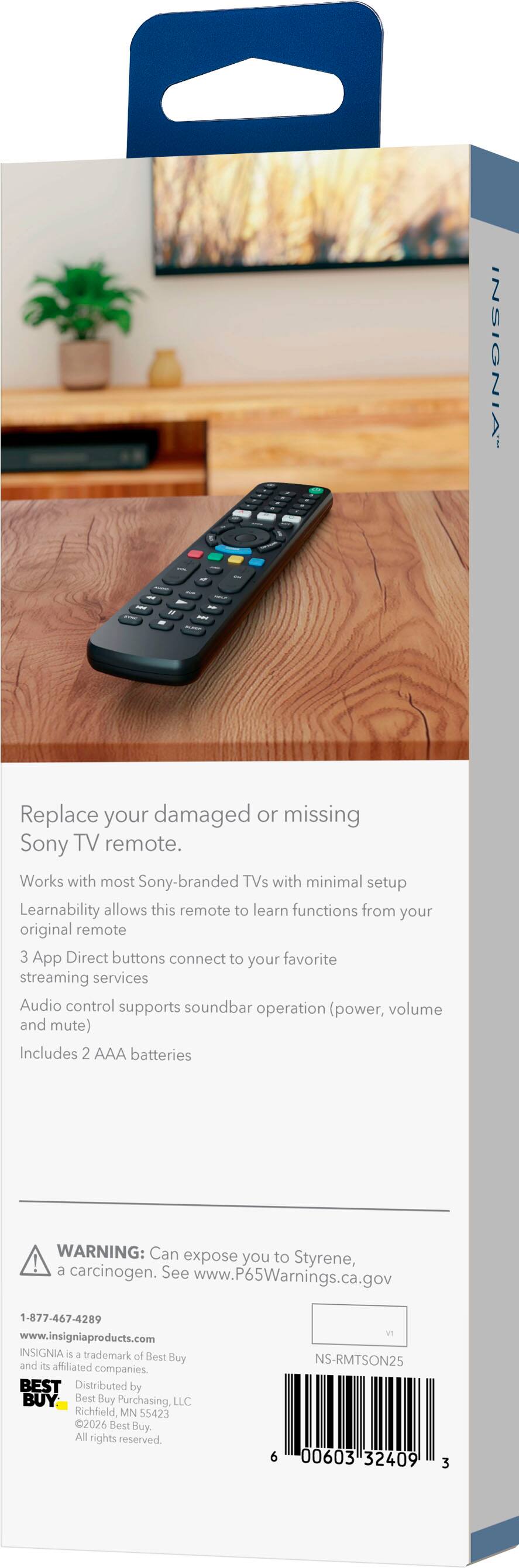 Insignia™ Replacement Remote for Sony TVs Black - Best Buy