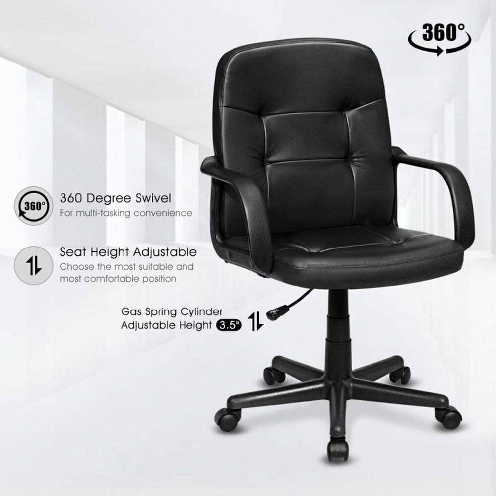 360 Degree Swivel  
For multi-tasking convenience  

Seat Height Adjustable  
Choose the most suitable and most comfortable position  

Gas Spring Cylinder  
Adjustable Height 3.5"