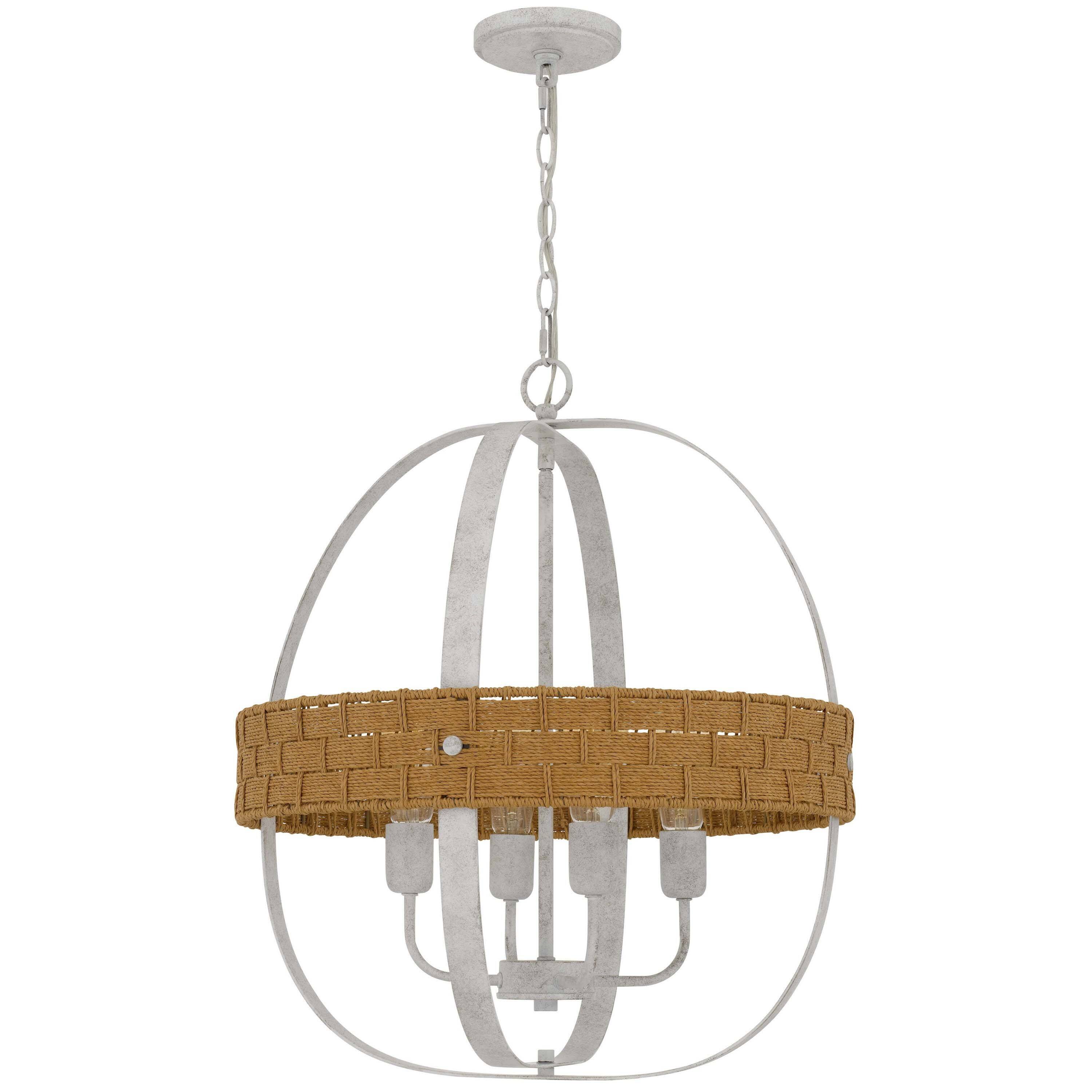 Manhattan Lane Baty Chandelier, 4 Light Rustic Rattan Round, Metal 21 ...