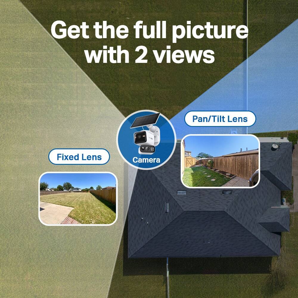 Get the full picture with 2 views  
Pan/Tilt Lens  
Fixed Lens Camera