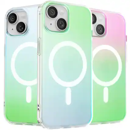 Front. Ornarto - ORNARTO Magnetic Case for iPhone 15 6.1" Compatible with MagSafe,Shockproof Protective Rainbow Phone Case-Aurora - Aurora.